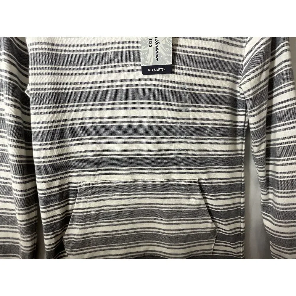New Tommy Bahama Hoodie Baja Sweatshirt‎ Pullover Kids Striped Sz 10/12